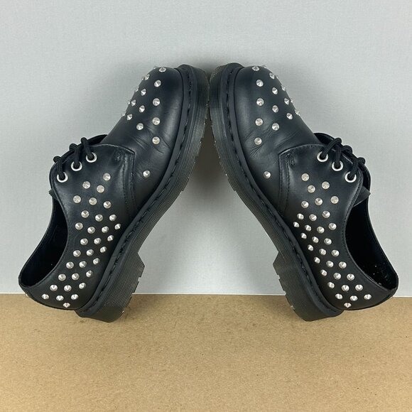 Dr Martens 1461 Stud Leather Oxford Shoes Womens 7 Black Silver Studded Spikes - Picture 6 of 10